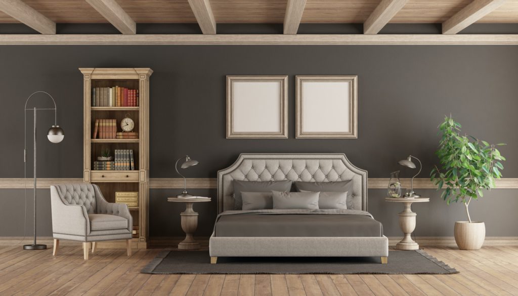 Classic style master bedroom with retro furniture